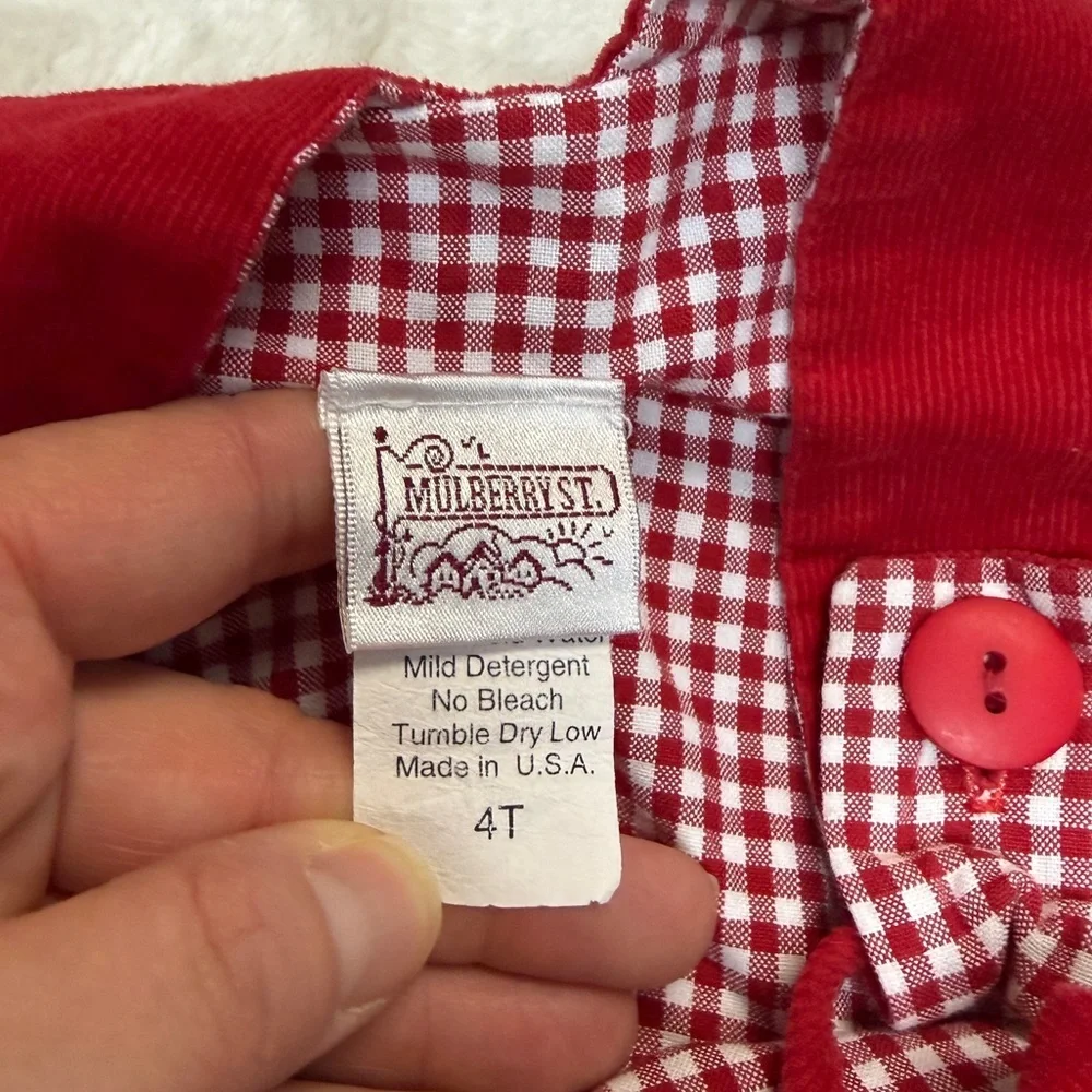 Mulberry St: Boys Red Holiday Reindeer Jon Jon / Overall, Size 4T